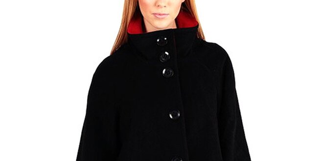 Dámský černý kabát na knoflíky Emma Pernelle