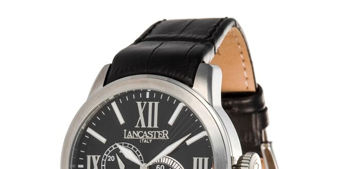 Pánské ocelové hodinky s černým ciferníkem Lancaster