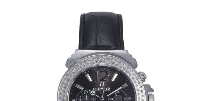 Dámské hodinky s krystaly a černým perleťovým ciferníkem Lancaster