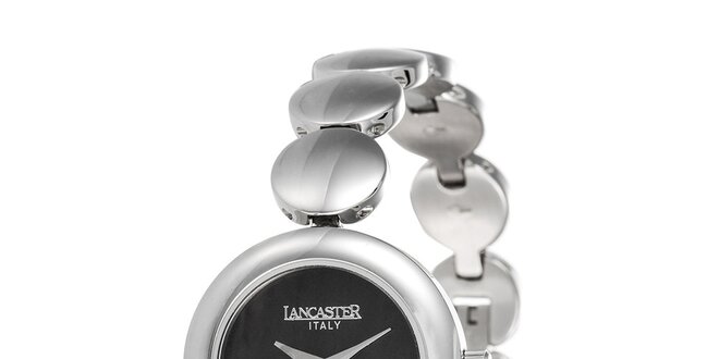 Dámské minimalistické stříbrné hodinky s tmavým ciferníkem Lancaster