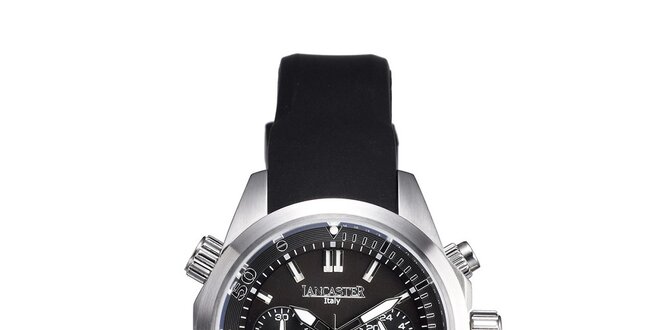 Dámské stříbrno-černé hodinky s chronografem Lancaster