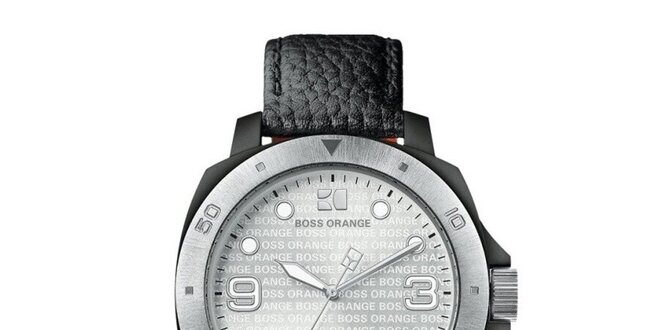 Pánské černo-stříbrné analogové hodinky Hugo Boss Orange