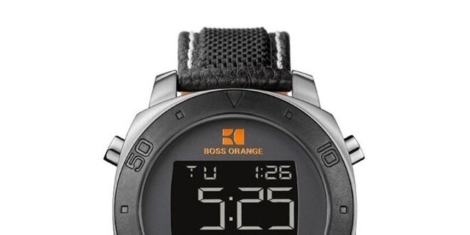 Pánské černé digitální hodinky Hugo Boss Orange