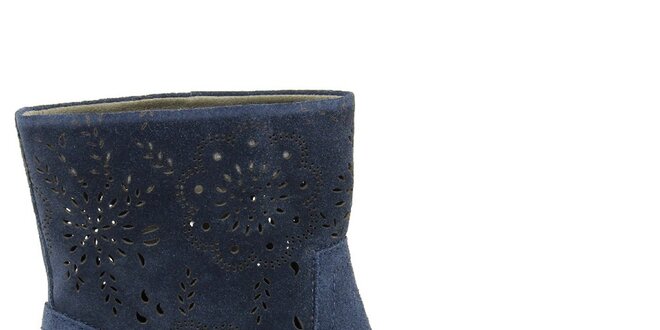 Dámské tmavě modré semišové kotníkové boty Giorgio Picino
