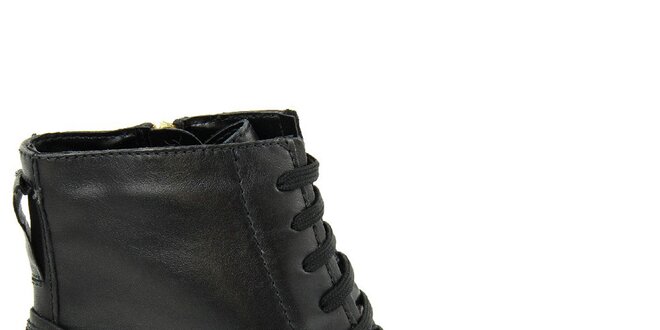 Dámské černé šněrovací kotníkové boty se zipem Giorgio Picino