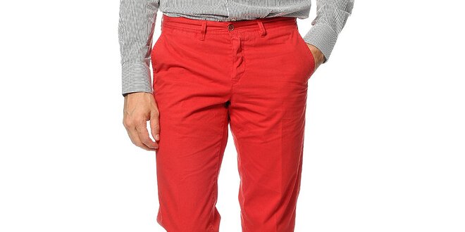 Pánské červené kalhoty Uomini Italiani