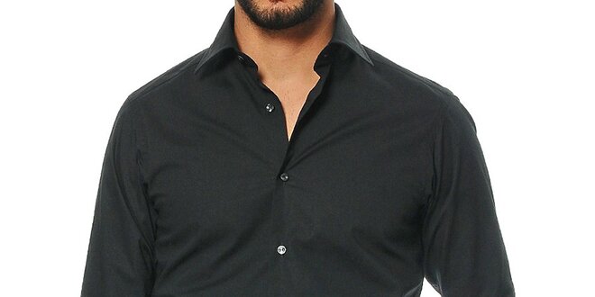 Pánská košile s dlouhými rukávy v černé barvě Uomini Italiani