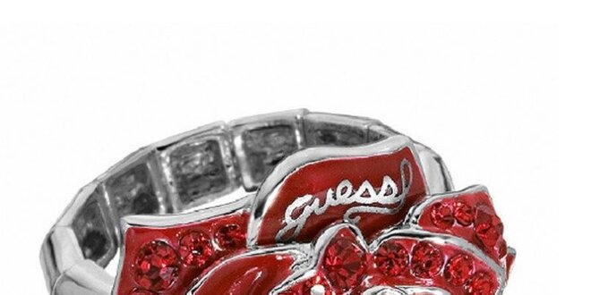 Dámský prsten s červenou růží Guess