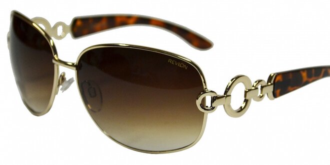 Dámské zlaté sluneční brýle Revlon s leopardími stranicemi