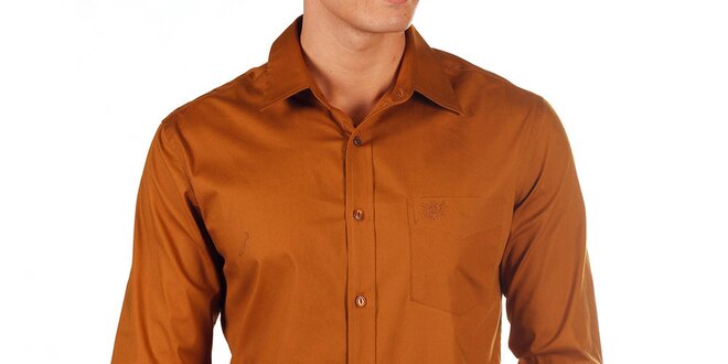 Pánská cihlově hnědá košile s kapsičkou na hrudi Bendorff