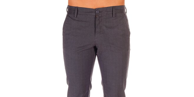 Pánské šedé kalhoty s jemným kostkovaným vzorem Bendorff