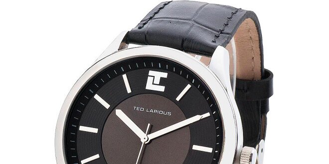 Pánské tmavé hodinky s kulatým ciferníkem Ted Lapidus