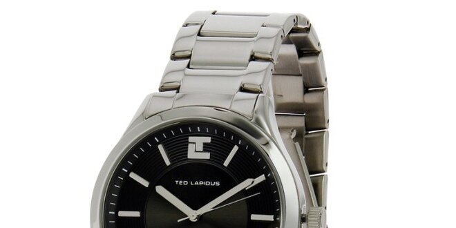 Pánské ocelové hodinky s černým ciferníkem Ted Lapidus