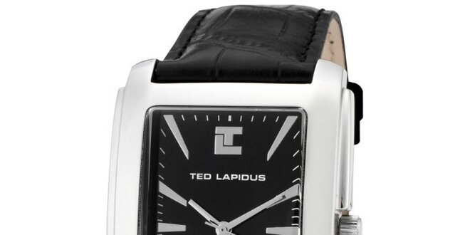 Pánské hodinky s hranatým ciferníkem a černým řemínkem Ted Lapidus