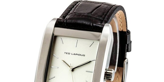 Pánské ocelové hodinky s hranatým světlým ciferníkem Ted Lapidus