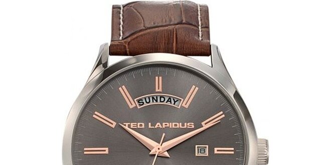 Pánské ocelové hodinky s šedým ciferníkem Ted Lapidus
