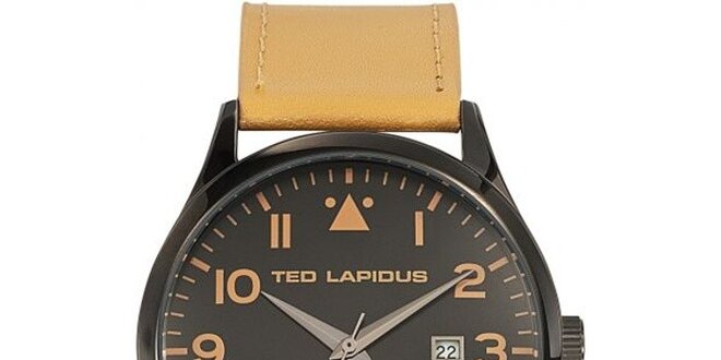 Pánské černé hodinky se žlutým řemínkem Ted Lapidus