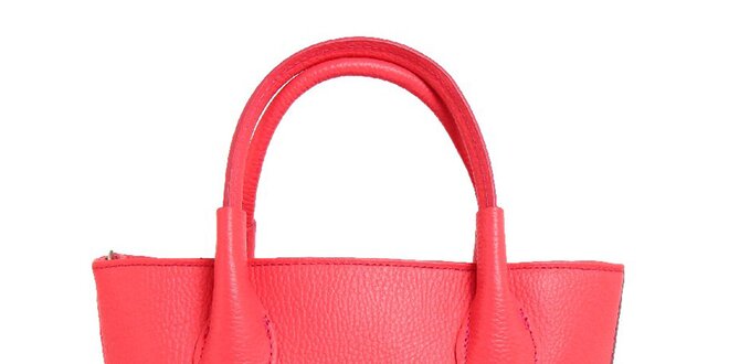 Dámská lososově růžová kožená kabelka se dvěma poutky Kreativa bags