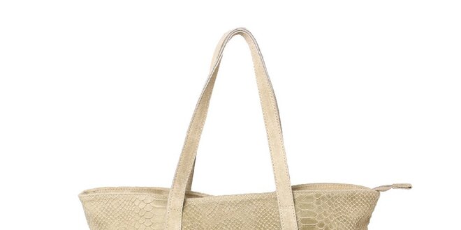 Dámská béžová kabelka s krokodýlím vzorem Kreativa bags