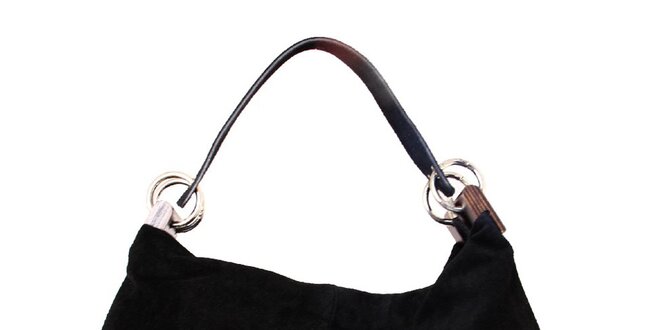 Dámská černá kožená kabelka s pevným popruhem Kreativa bags