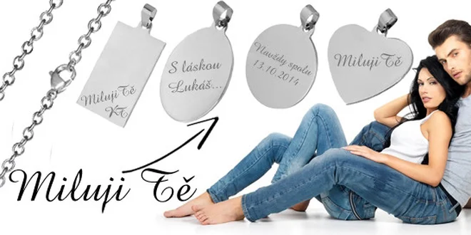 Přívěsek s řetízkem s rytinou vlastního textu