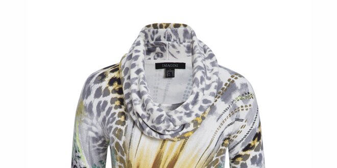Dámský barevně vzorovaný svetřík s leopardím šátkem Imagini