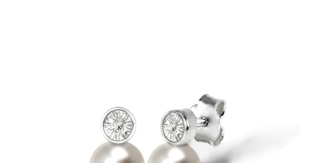 Dámské náušnice s krystalem a bílou perlou Swarovski Elements