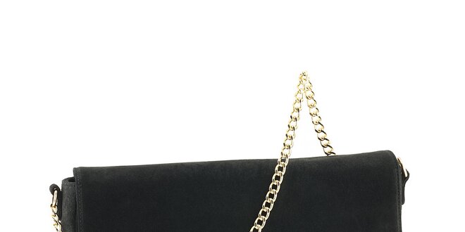 Dámská černá kožená kabelka se zlatým řetízkem Tina Panicucci