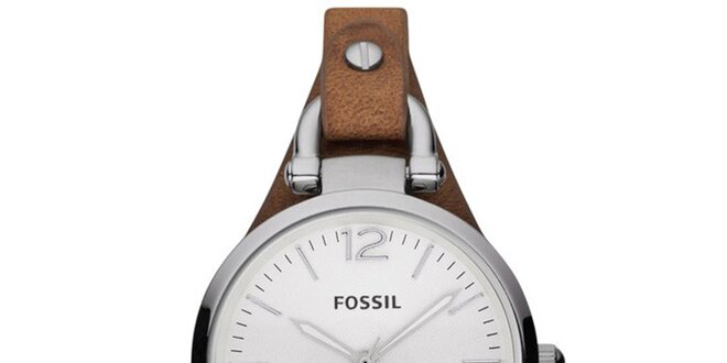 Dámské hodinky s koženým řemínkem Fossil