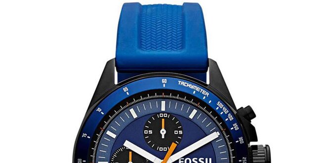 Pánské hodinky s modrým silikonovým páskem Fossil
