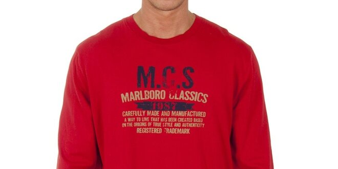 Pánské červené triko s dlouhým rukávem Marlboro Classics