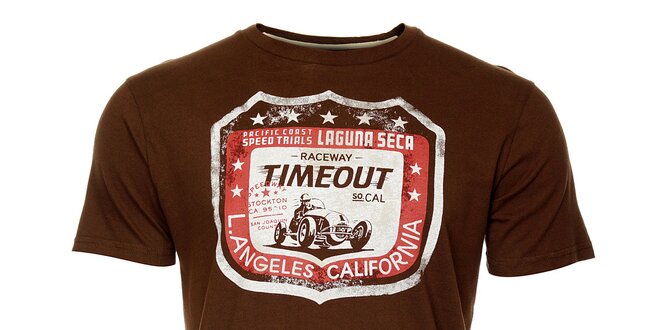 Pánské hnědé tričko Timeout s potiskem