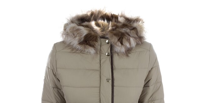 Dámská hnědobéžová zimní bunda s kapucí Bilin