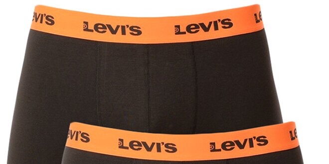Set 2 pánských černých boxerek s oranžovou gumou Levi's