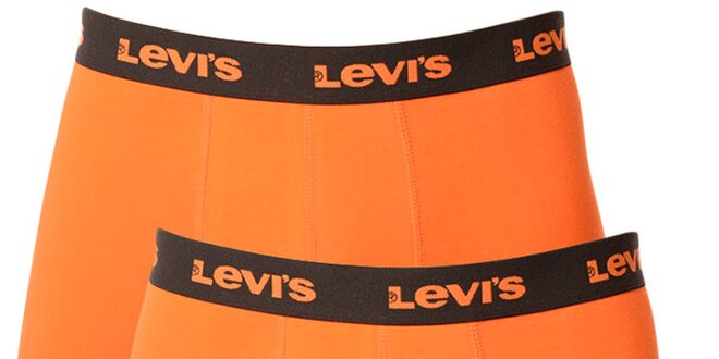 Set 2 pánských oranžových boxerek s černou gumou Levi's