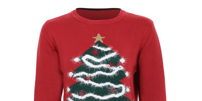 Dámský červený svetr s vánočním stromečkem Sugar Crisp