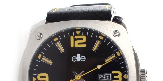 Pánské hodinky se žlutými indexy Elite