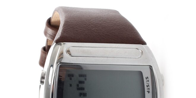 Pánské digitální hodinky s hnědým páskem Elite