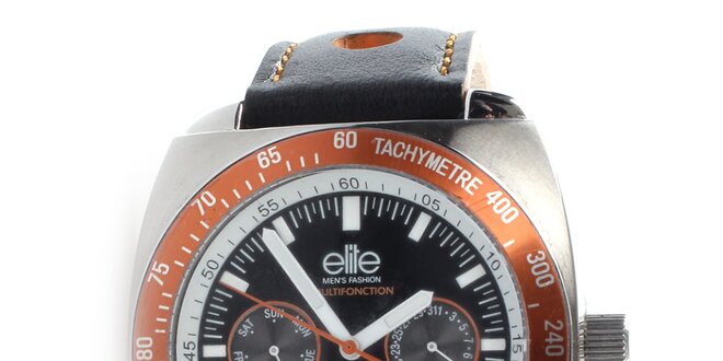 Pánské hodinky s oranžovými detaily Elite