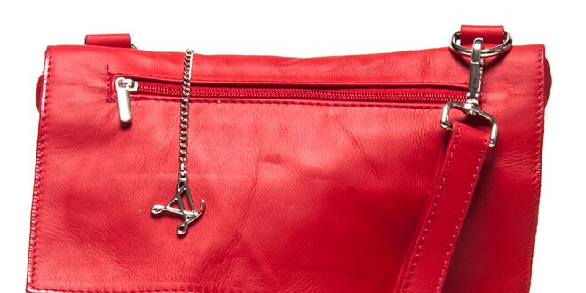 Dámská červená kožená kabelka s klopou Luisa Vannini