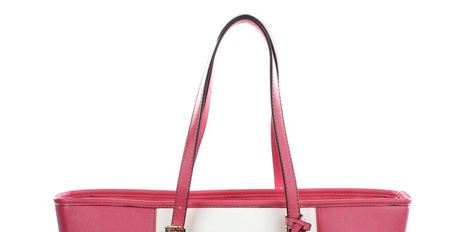Dámská růžovo-bílá kabelka s přívěskem Gessy