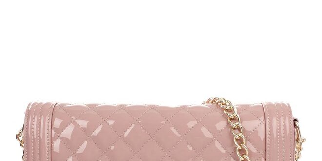 Dámská lesklá prošívaná kabelka v růžové barvě Gessy