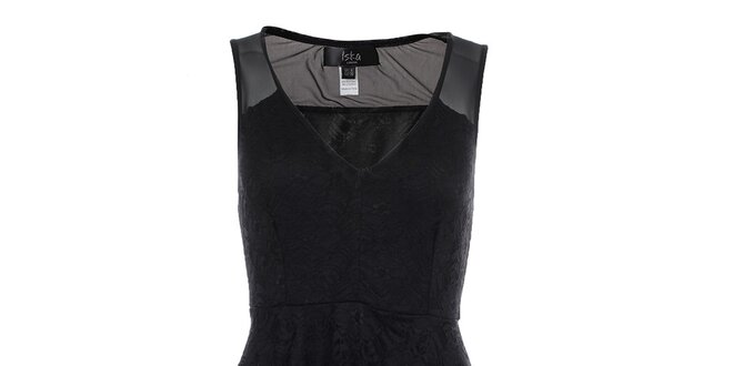 Dámské černé krajkové šaty s transparentními ramínky Iska