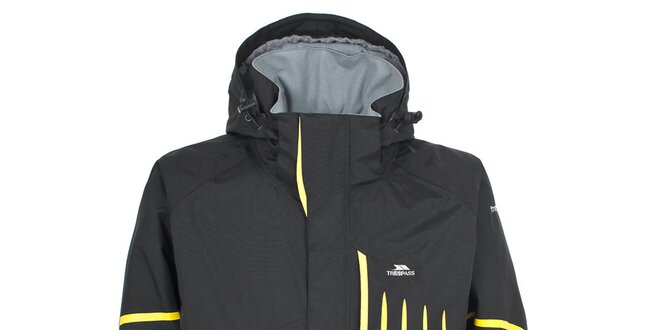 Pánská černá lyžařská bunda se žlutými prvky Trespass
