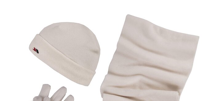 Dámský zimní fleecový set v krémové barvě - čepice, šála, rukavice Trespass