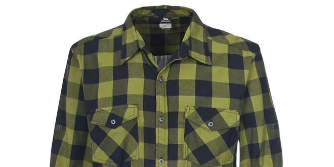 Pánská zelená košile s kostkovaným vzorem Trespass