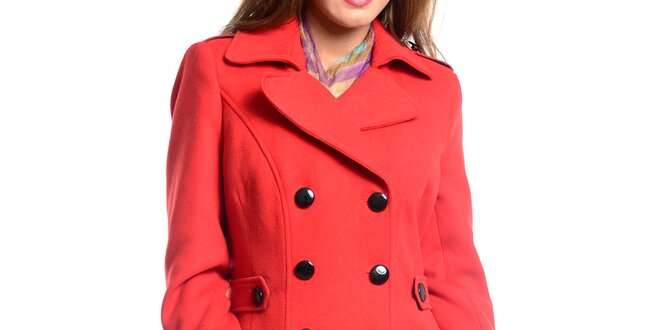 Dámský červený dvouřadý kabát Vera Ravenna