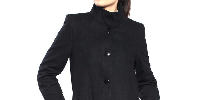 Dámský černý kabát s knoflíkovým zapínáním Vera Ravenna