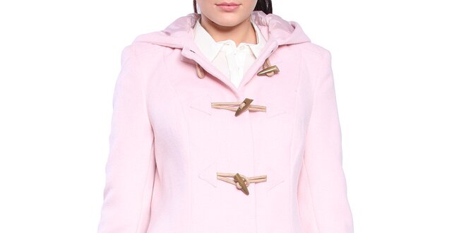 Dámský světle růžový kabát s olivkovými knoflíky Vera Ravenna