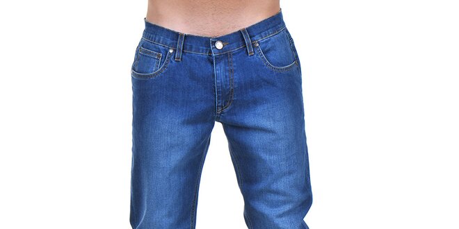 Pánské modré džíny s šisováním a bordó nohavicemi Giorgio di Mare